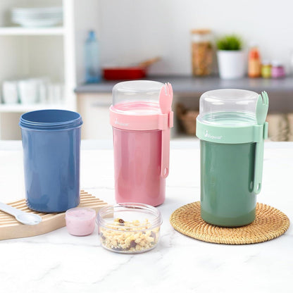 Müslibecher to Go 760ml+230ml Praktischer Joghurtbecher Löffel Müsli