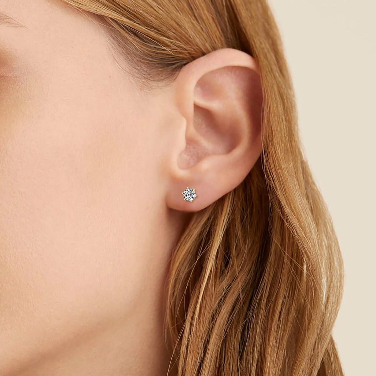 Damen Moissanit Ohrringe 925 Silber VVS1 Diamant 14K Gold 7,5mm 3,0ctw