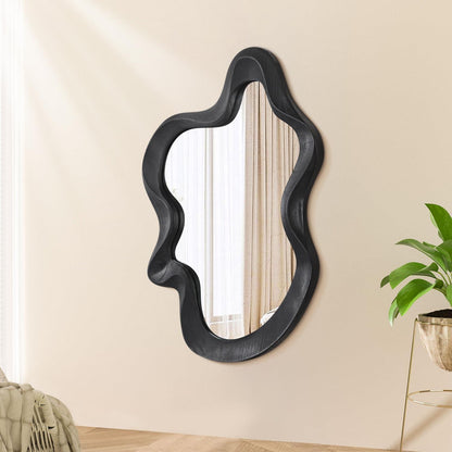 Asymmetrischer Wandspiegel mit Holzrahmen – 55x37cm