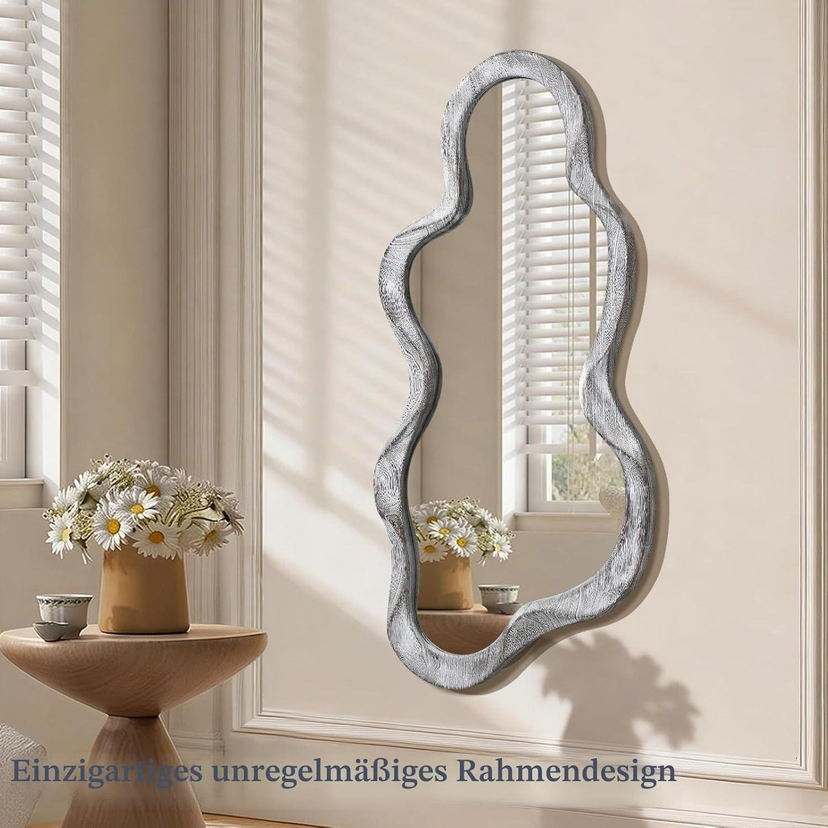 Wolken Wandspiegel Holzrahmen Asymmetrisch Modern 76x36cm