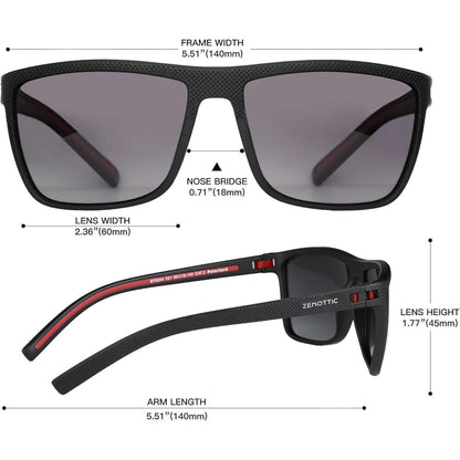 Polarisierte TR90 Sonnenbrille Herren UV400 Schutz Schwarz