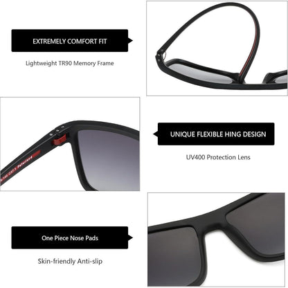 Polarisierte TR90 Sonnenbrille Herren UV400 Schutz Schwarz