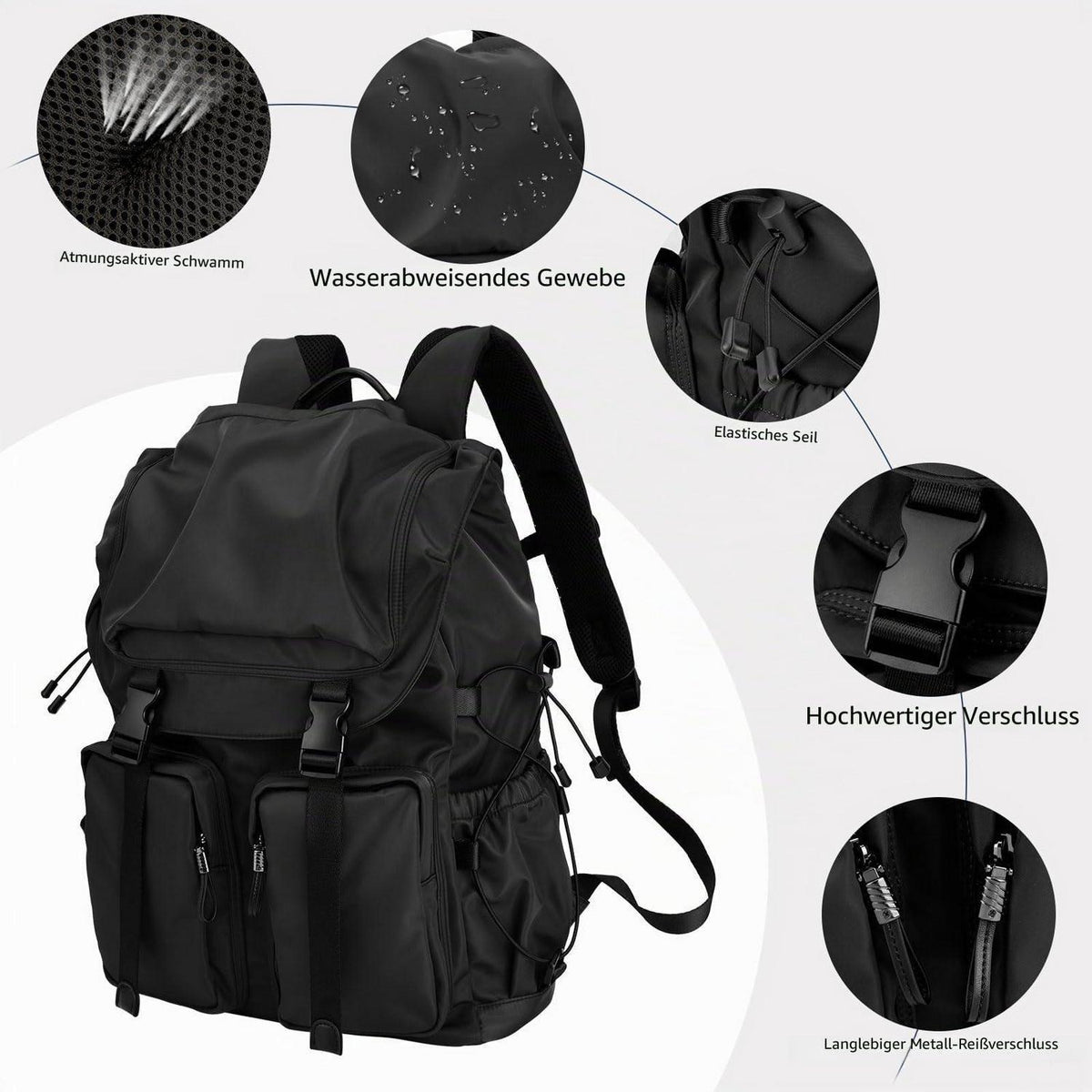 Großer Laptop Rucksack 35L Wasserdicht für 17,3 Zoll Notebook