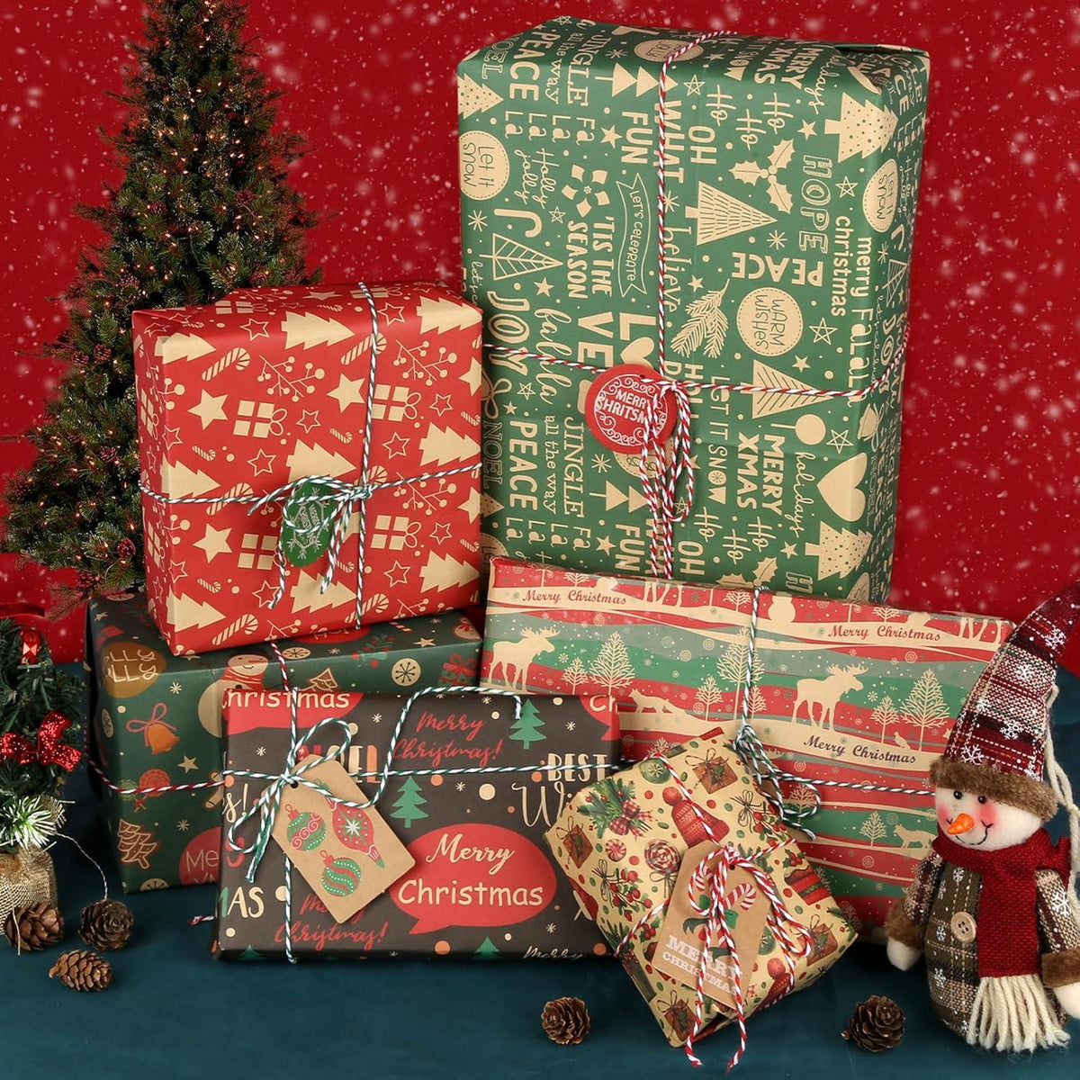 10 Blatt Kraft Geschenkpapier Weihnachten 50x70cm mit