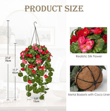 Briful Künstliche Hängegeranie mit Hängeampel 70 cm Rosa