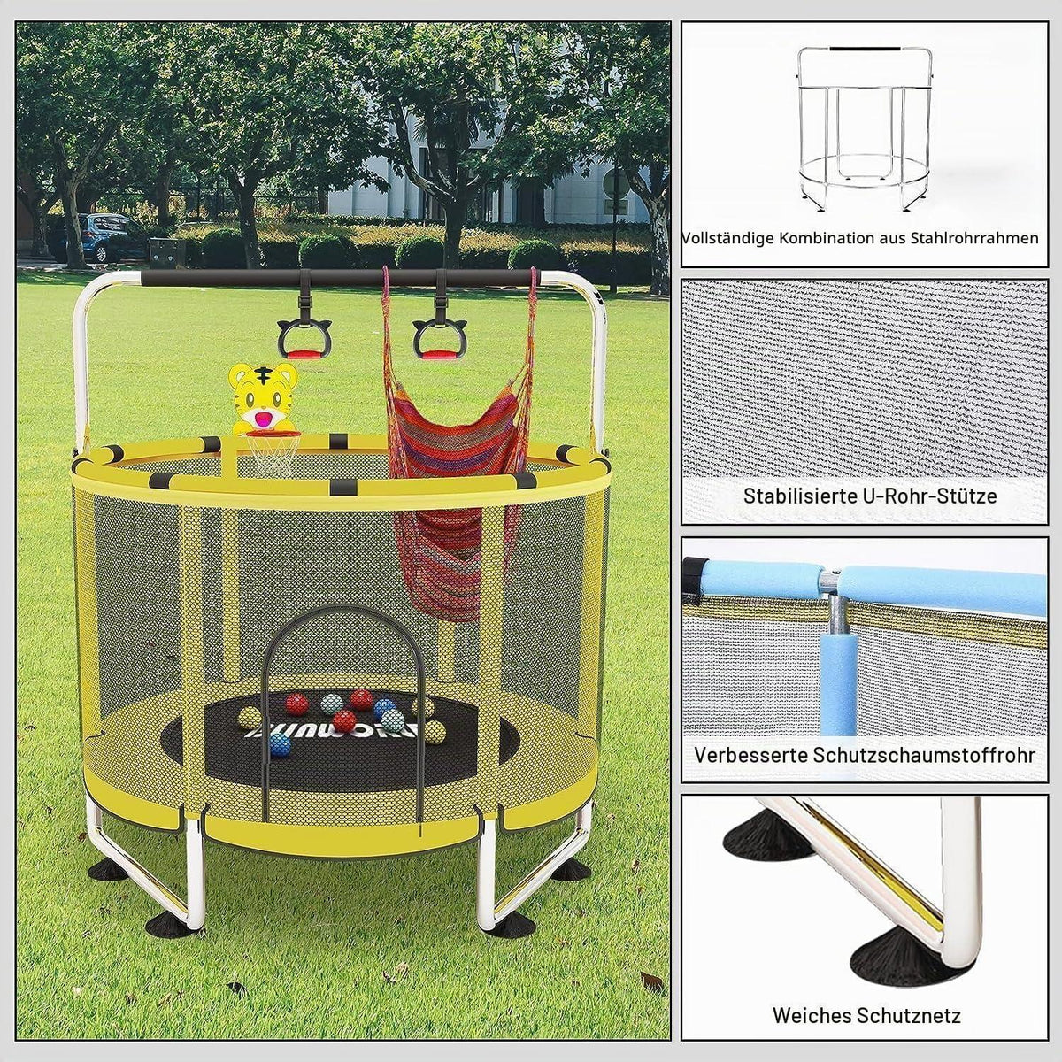 Kinder Trampolin mit Basketball & verstellbarer Höhe