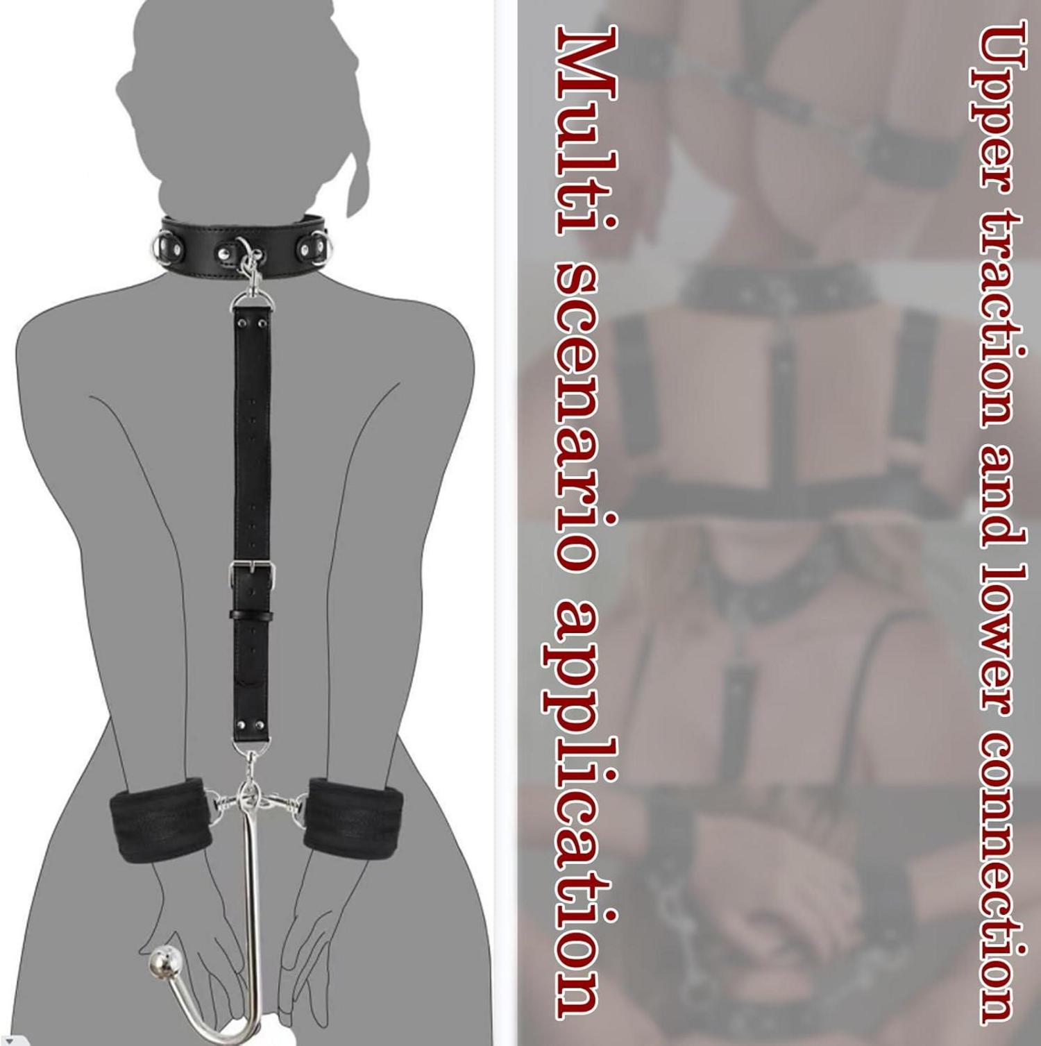 BDSMJOY Handschellen Analhaken Halsband Set Frauen