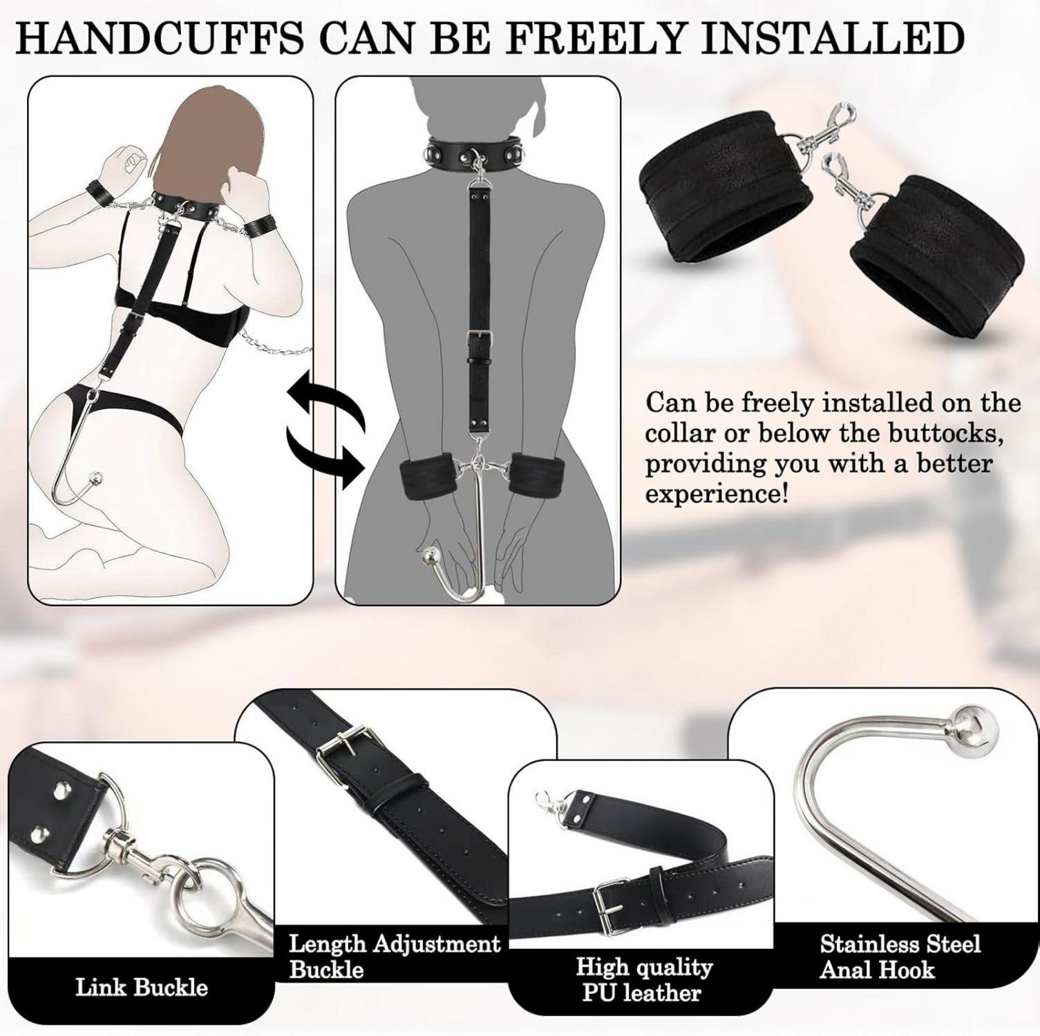 Handschellen Analhaken Halsband BDSM Spielzeug Paare sex Bondage Kit