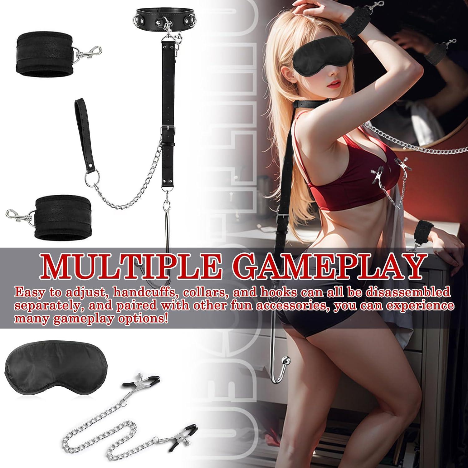 Handschellen Analhaken Halsband Set SM Bondageset Frauen Sexspielzeug
