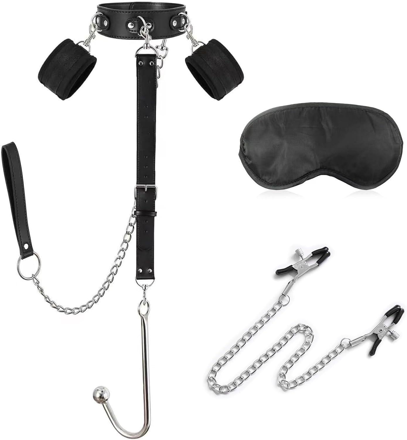 BDSM Sexspielzeug Set für Paare, Handschellen mit Analhaken & Halsband