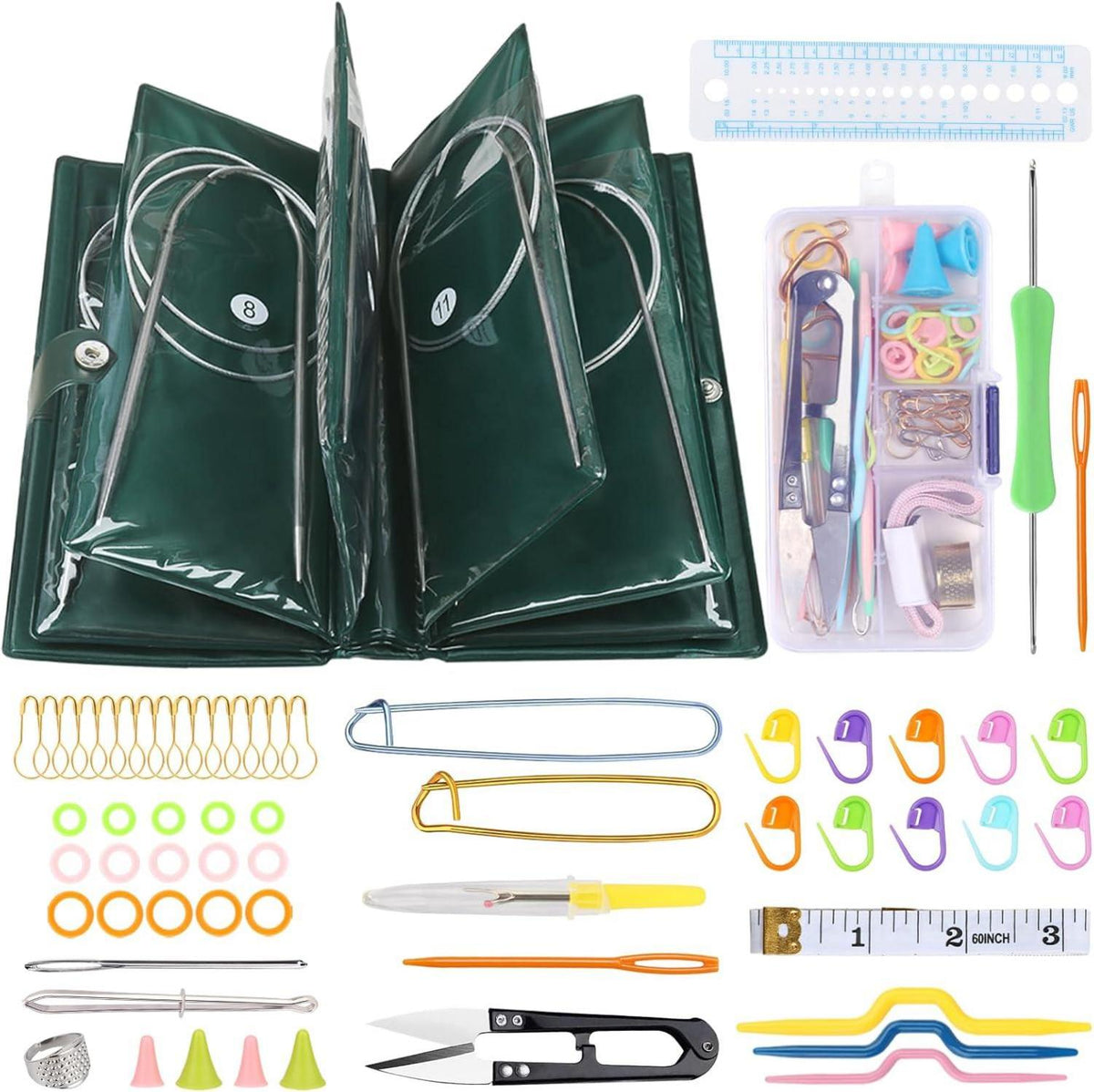Rundstricknadeln Set mit Etui und Zubehör, 1,5-5,0mm