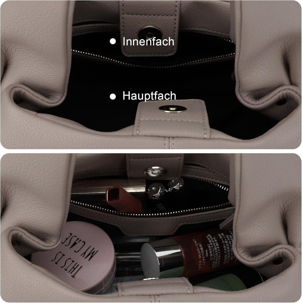 TIAASTAP kleine Handtasche Damen Vintage PU Leder Umhängetasche Grau