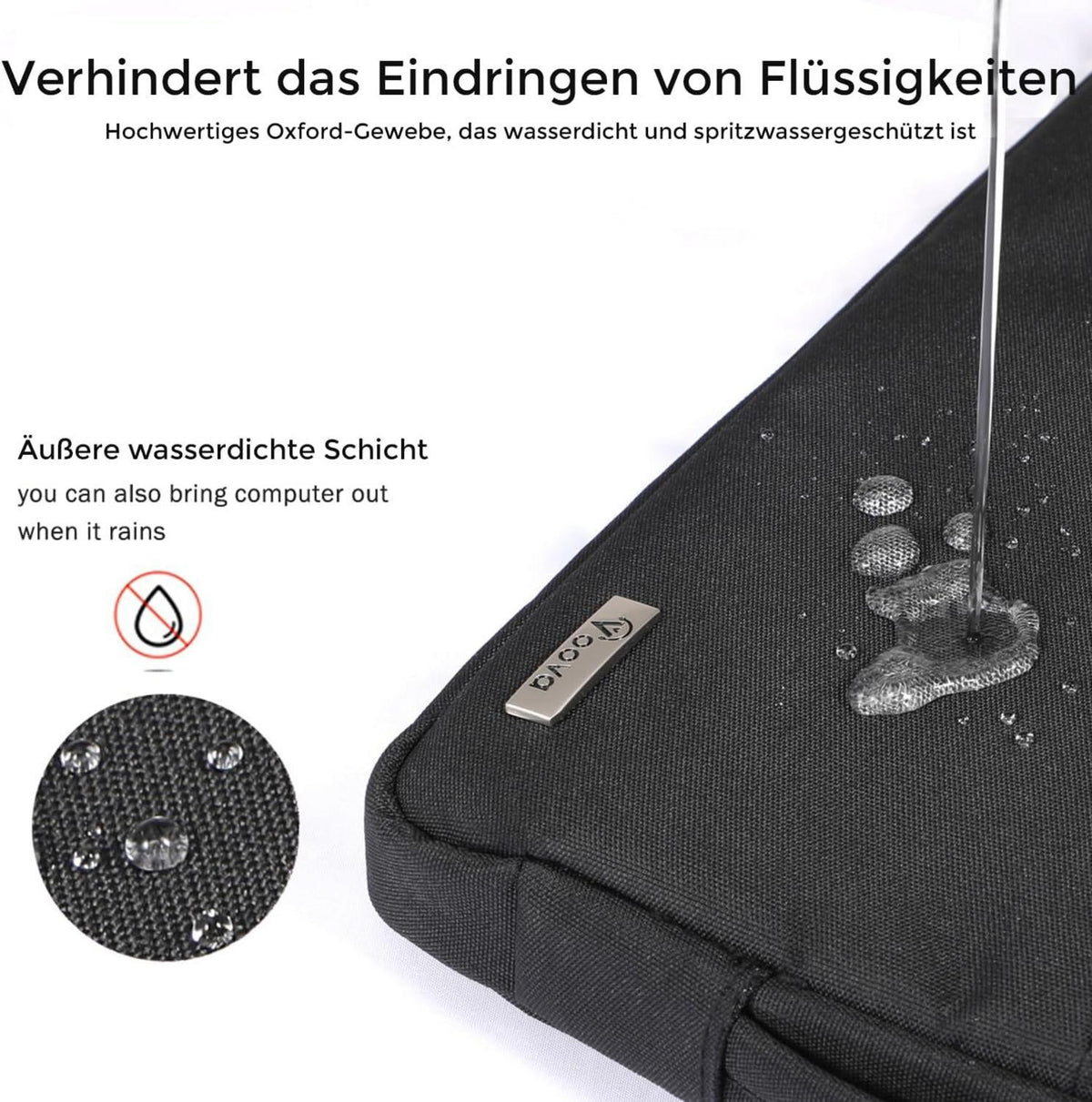 Voova Laptop Sleeve 15 Zoll Wasserdichte Laptoptasche Schwarz