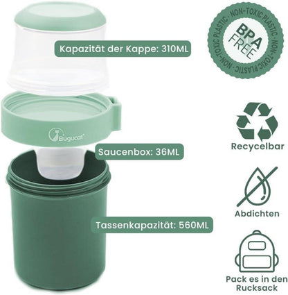 Bugucat Müslibecher to Go 2in1 Lunchpot Yoghurtbecher Grün