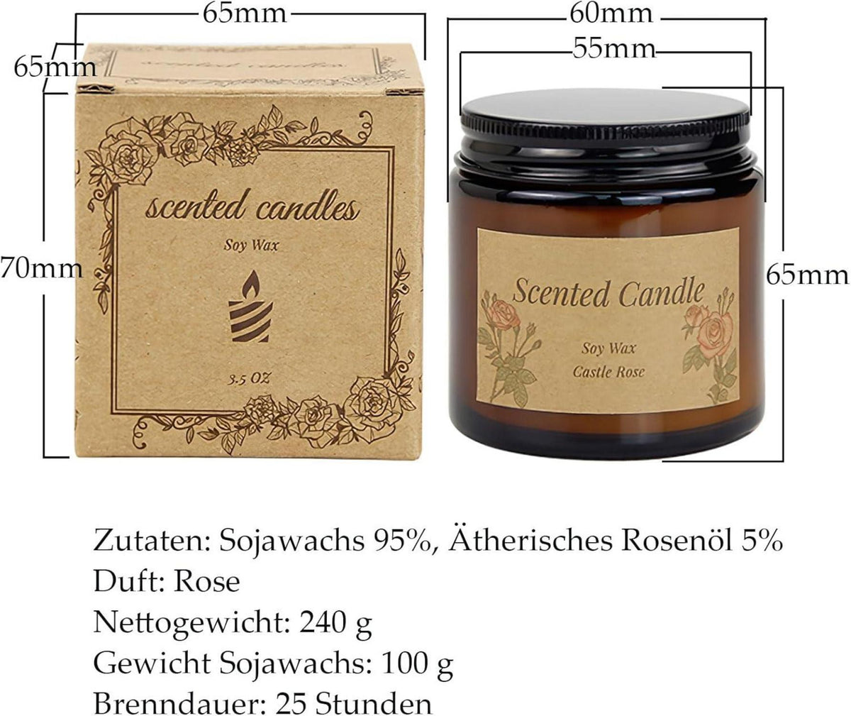 Duftkerze Rose 240g im Glas Sojawachs Kerze Entspannung