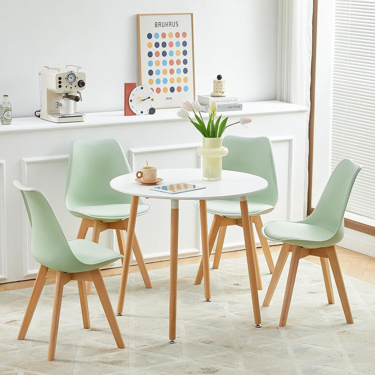 Esszimmerstuhl Set 8er – Skandinavisch, Eiscreme Grün