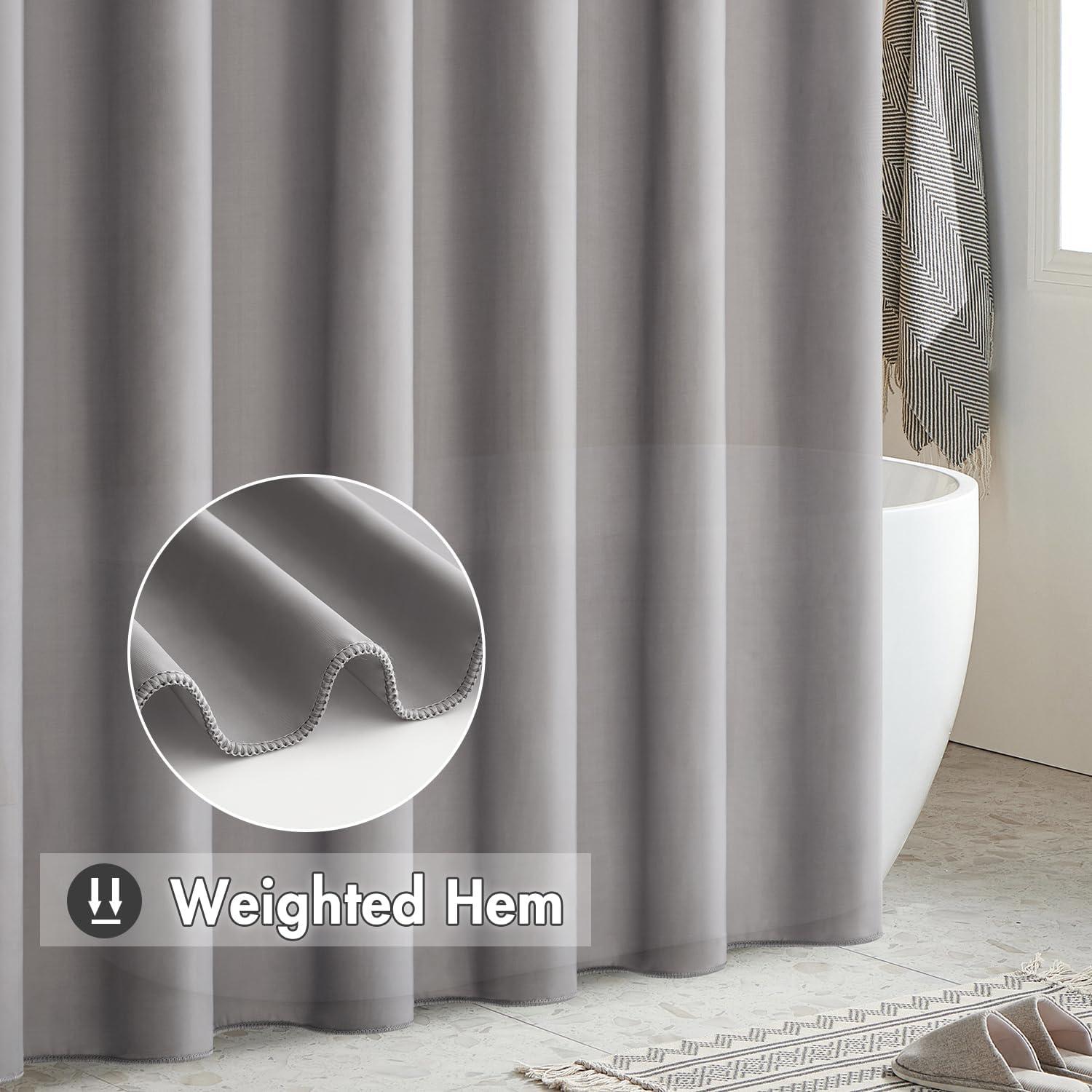 Duschvorhang 200x240cm Grau Wasserdicht Anti-Schimmel Textil Waschbar