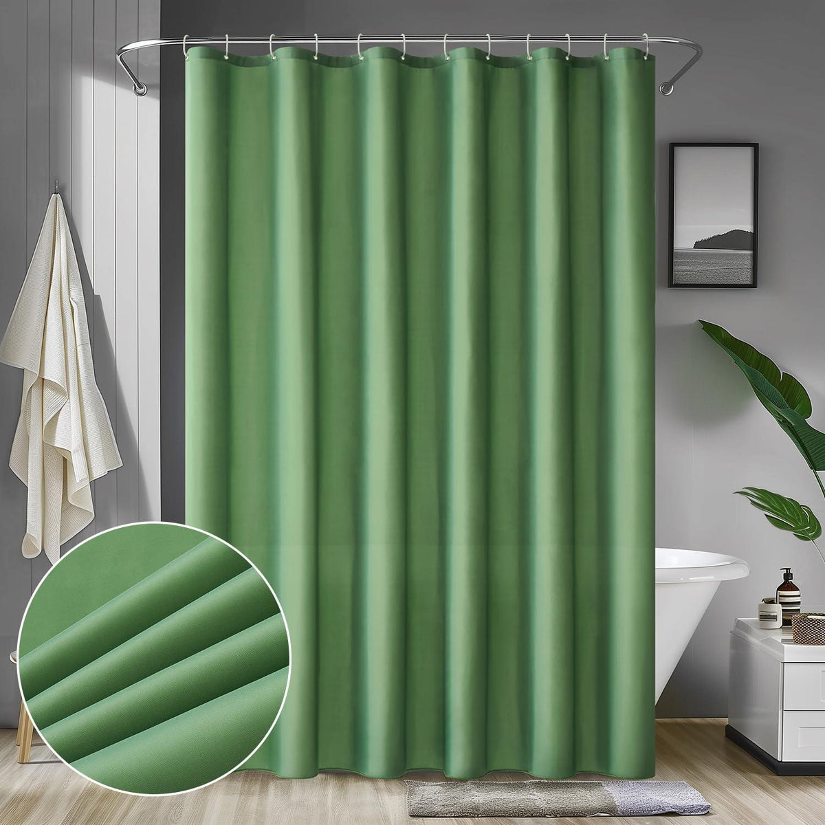 Duschvorhang Grün 200x240cm Wasserdicht Anti-Schimmel Textil Washbar
