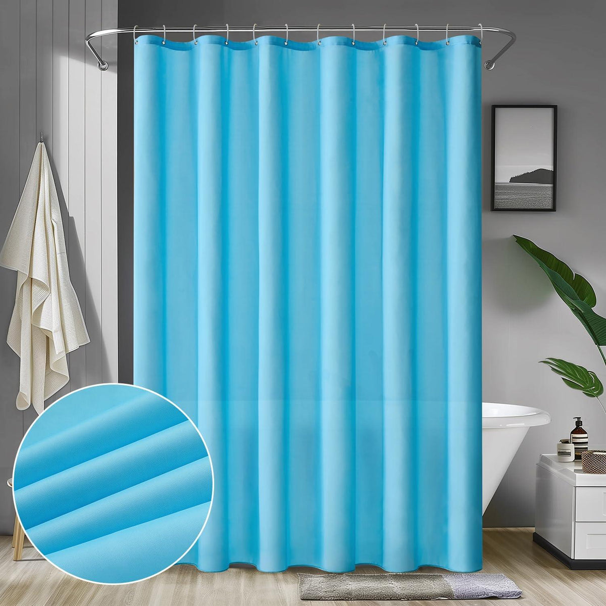 Duschvorhang Wasserdicht Anti-schimmel Textil 180x200cm Blau