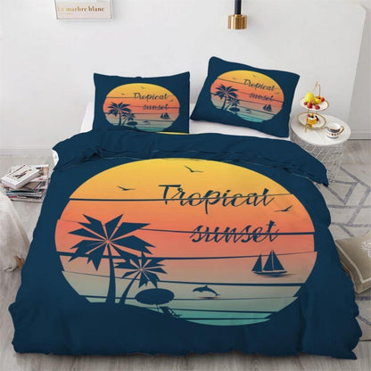 Kinderbettwäsche Palme 135x200 cm 4tlg. Mikrofaser 3D Ozean