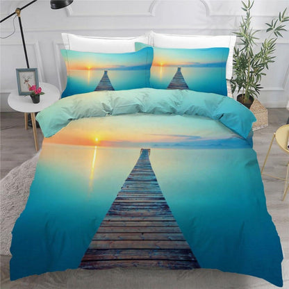 3teiliges Bettwäsche-Set Ozean 220x240 cm Mikrofaser 3D-Motiv