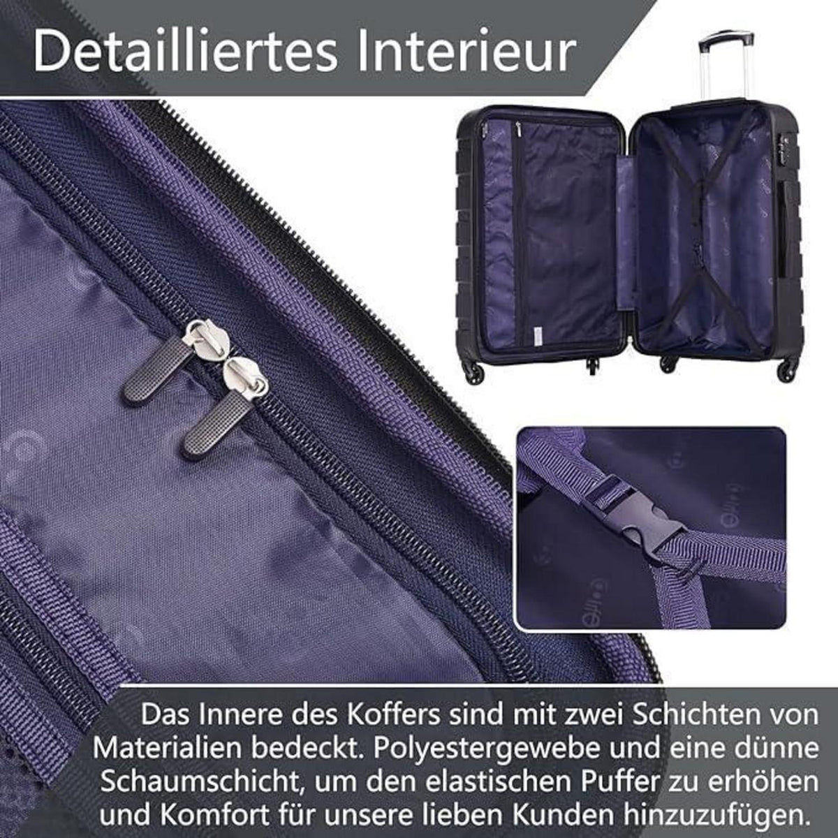 COOLIFE Koffer Set 2tlg. S+M – Hartschale, TSA-Schloss, Schwarz