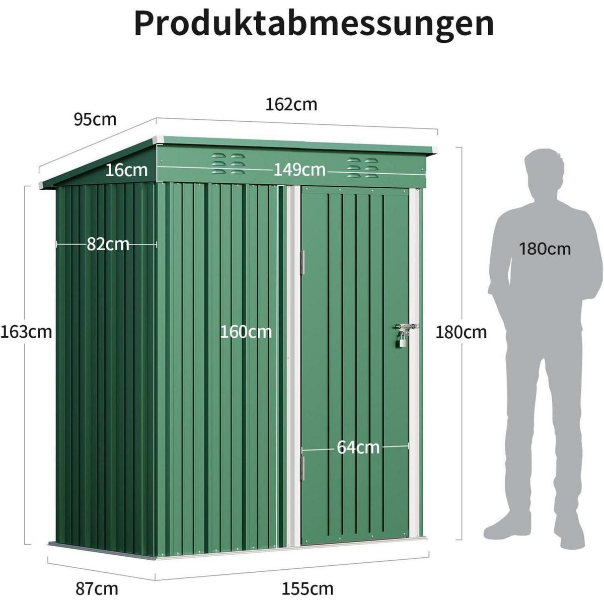 Metall-Geräteschuppen 180x162cm – Gartenschuppen & Lagerraum
