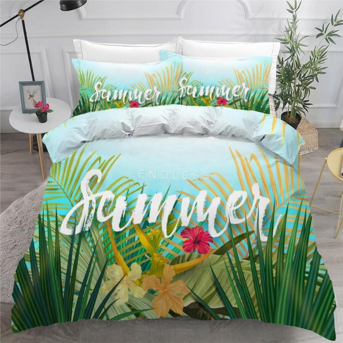 Palmenblatt Bettwäsche Set 135x200 cm - 4tlg. Mikrofaser