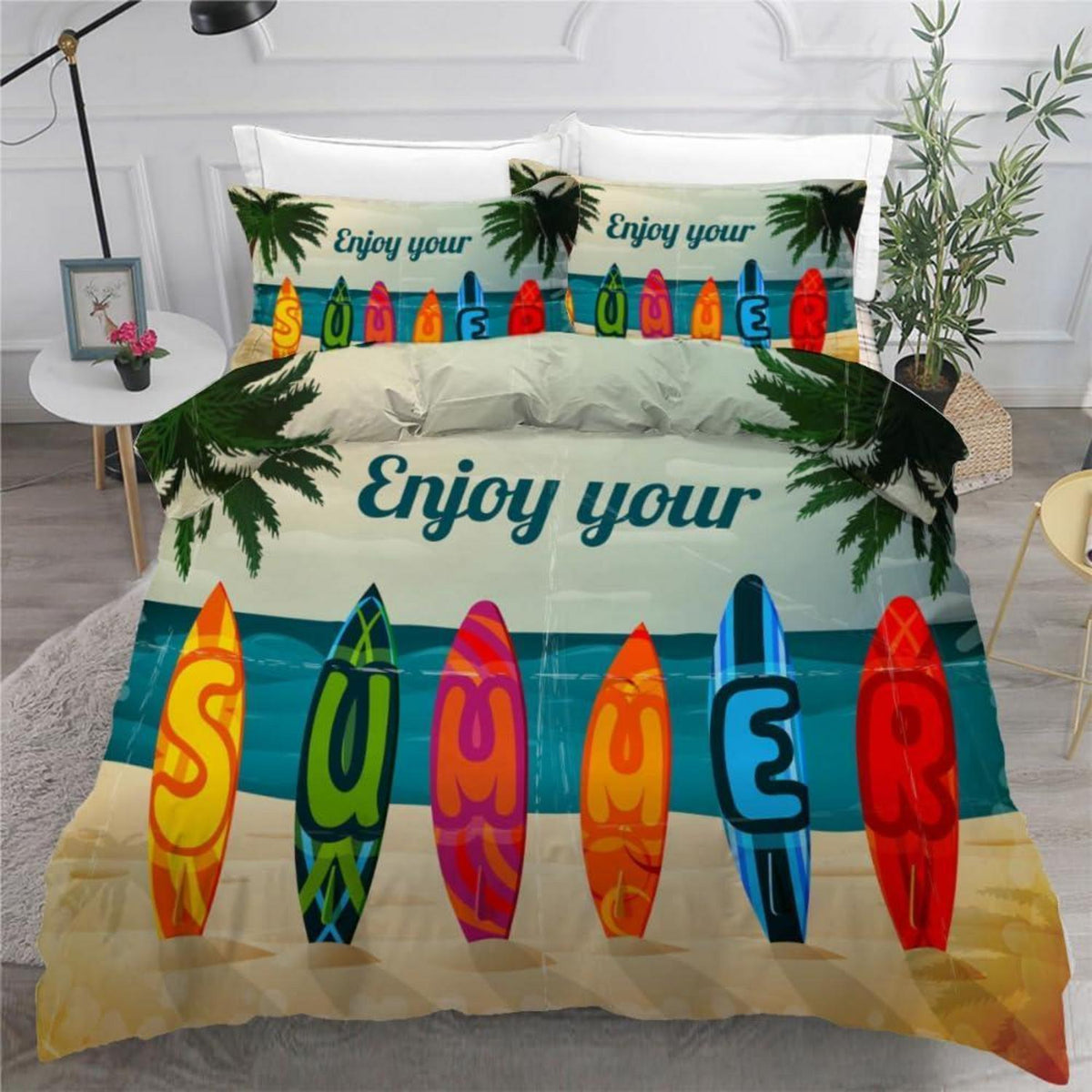 Bettwäsche Set Palme 220x240 cm - 3-teilig Mikrofaser