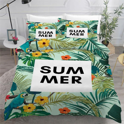 ROUSKI Palmenblatt Bettwäsche-Set 220x240 cm 3-teilig Mikrofaser
