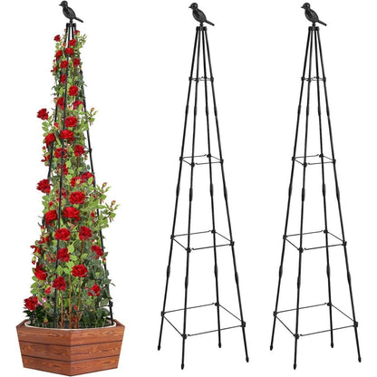 Metall Obelisk Rankhilfe 165cm für Kletterpflanzen & Rosen (2er Set)