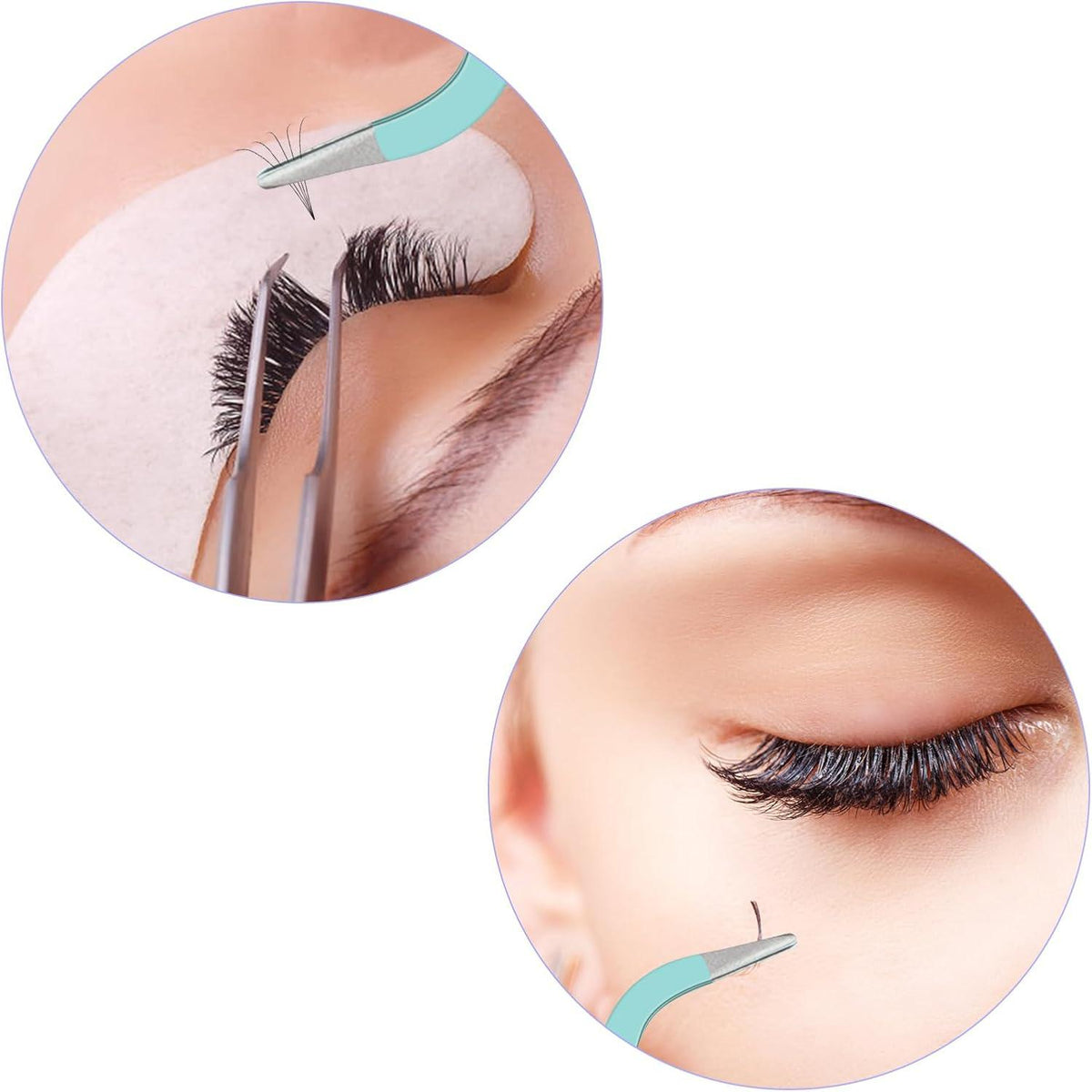 Präzisionspinzette Edelstahl 2er Set Wimpernverlängerung Blau