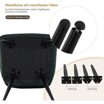 Gepolsterter Esszimmerstuhl mit Armlehnen & Leinenbezug (Grün)