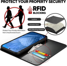 Handyhülle Google Pixel 8A Schwarz PU Leder RFID Schutz-Glas