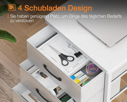 Eckschreibtisch L-Form 160x80cm mit 4 Schubladen LED USB