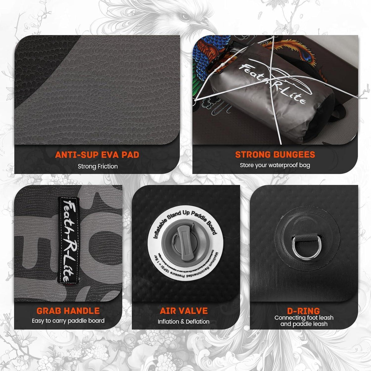 Aufblasbares SUP Board Allround mit Zubehör, Grau