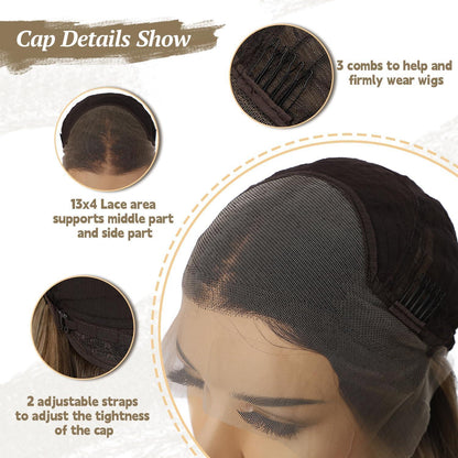Braune Körperwelle Lace Front Perücke 26 Zoll Ombre Balayage