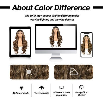 Braune Körperwelle Lace Front Perücke 26 Zoll Ombre Balayage