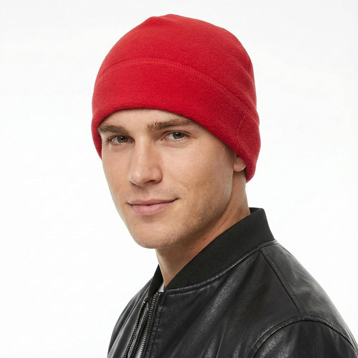Winter Mütze Fleece Beanie Damen Herren Unisex Rot
