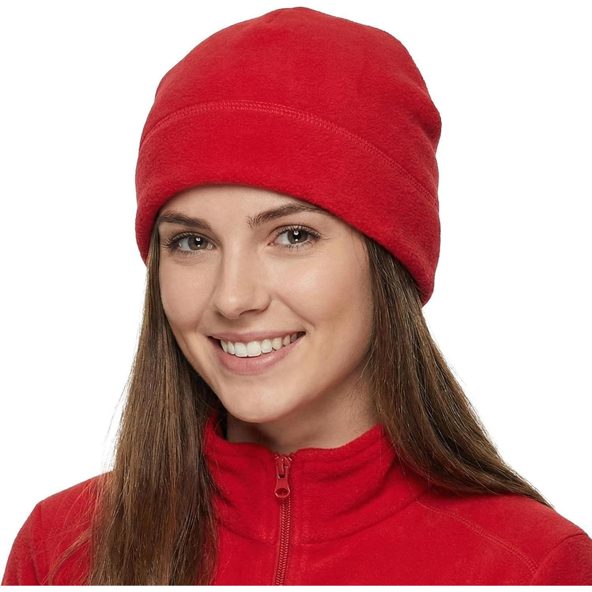 Winter Mütze Fleece Beanie Damen Herren Unisex Rot