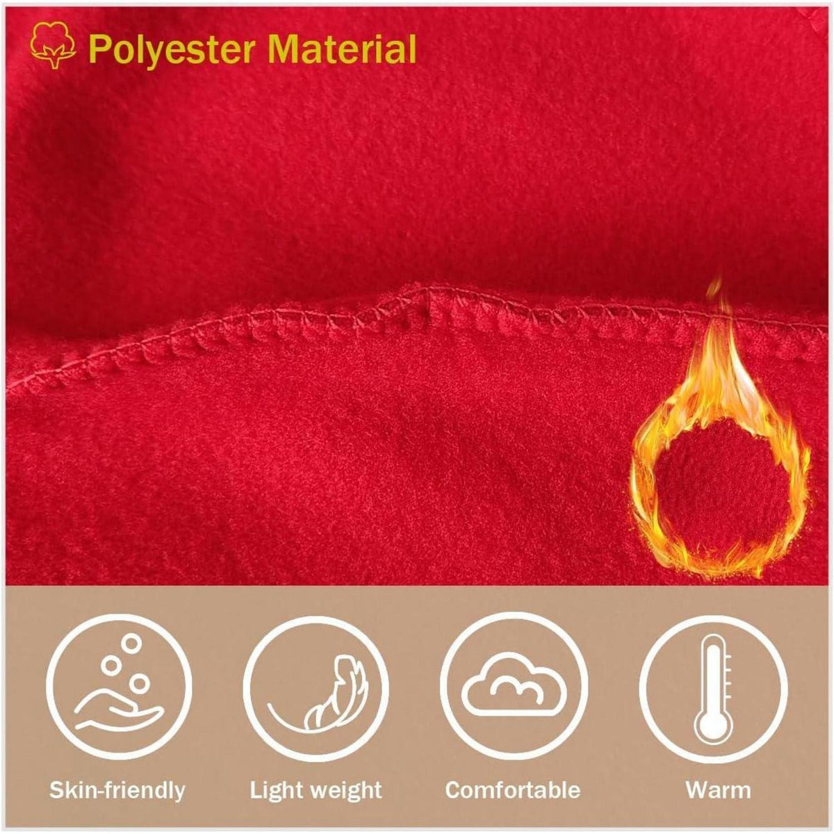Winter Mütze Fleece Beanie Damen Herren Unisex Rot