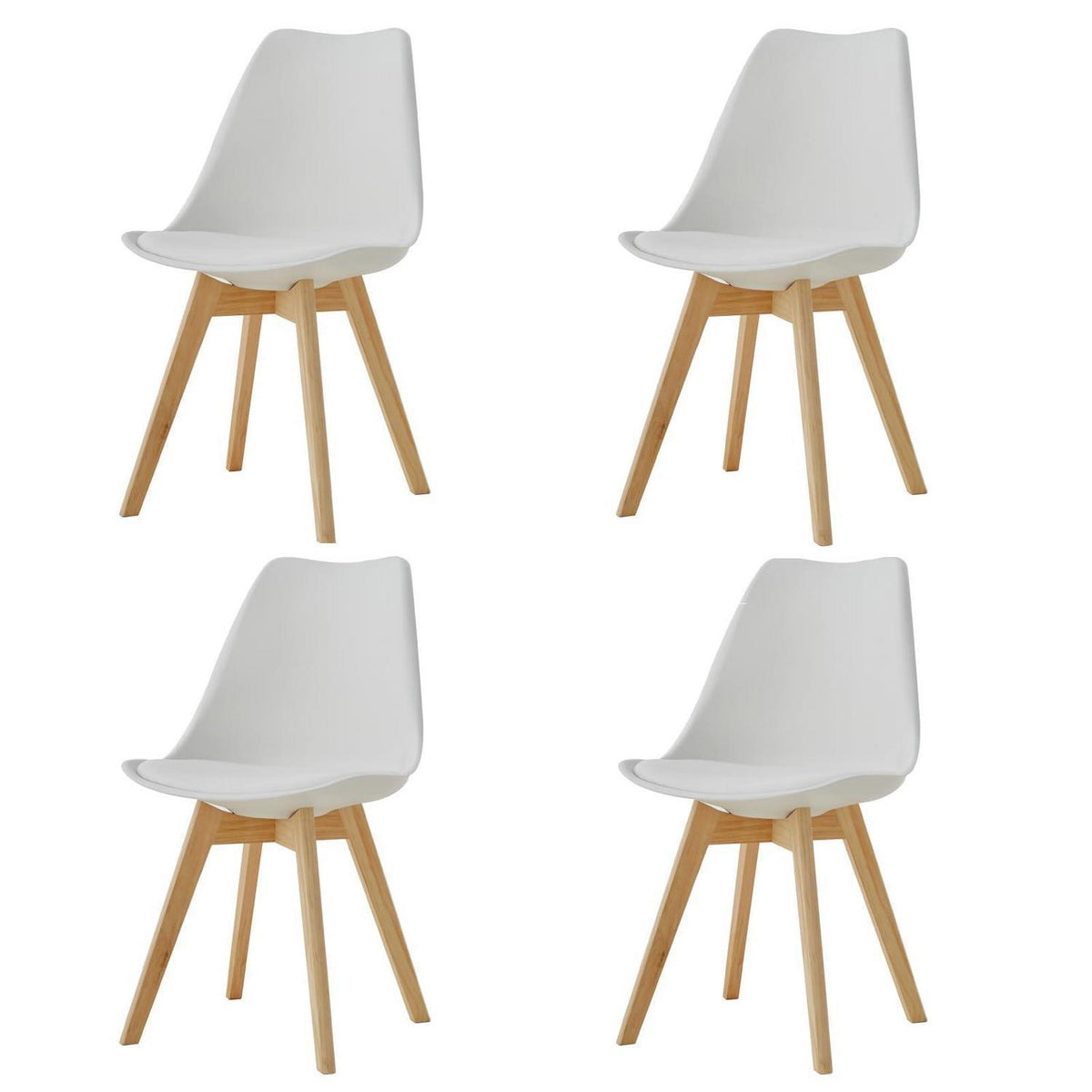 Esszimmerstuhl-Set 4er-Pack Weiß | Massivholzbeine & Komfort