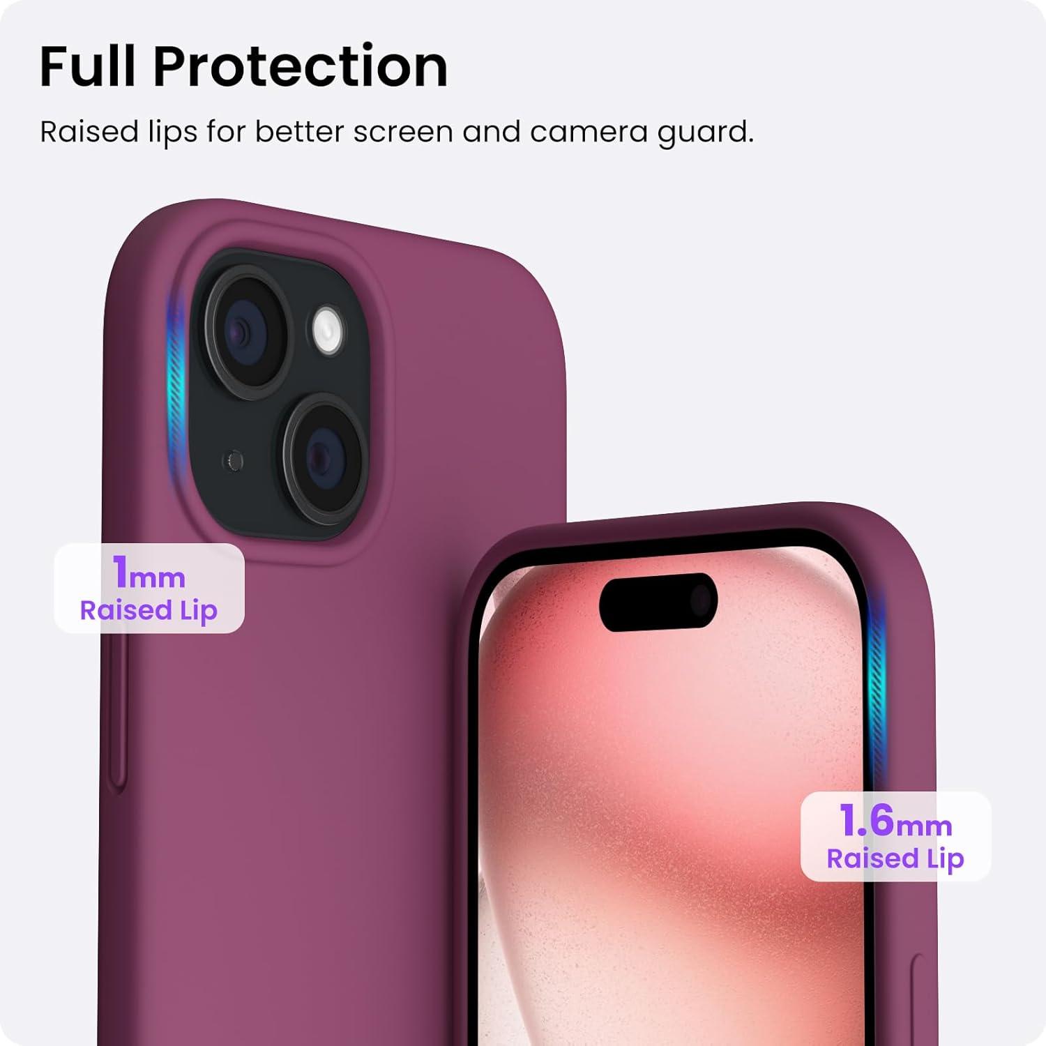 iPhone 15 Hülle Silikon 6,1 Zoll Weinrot - Kratzfeste Schutzhülle 2023