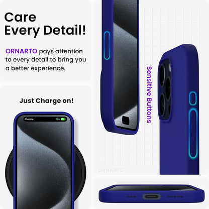 iPhone 15 Pro Hülle Silikon 6,1 Zoll Kratzfest Blau 2023