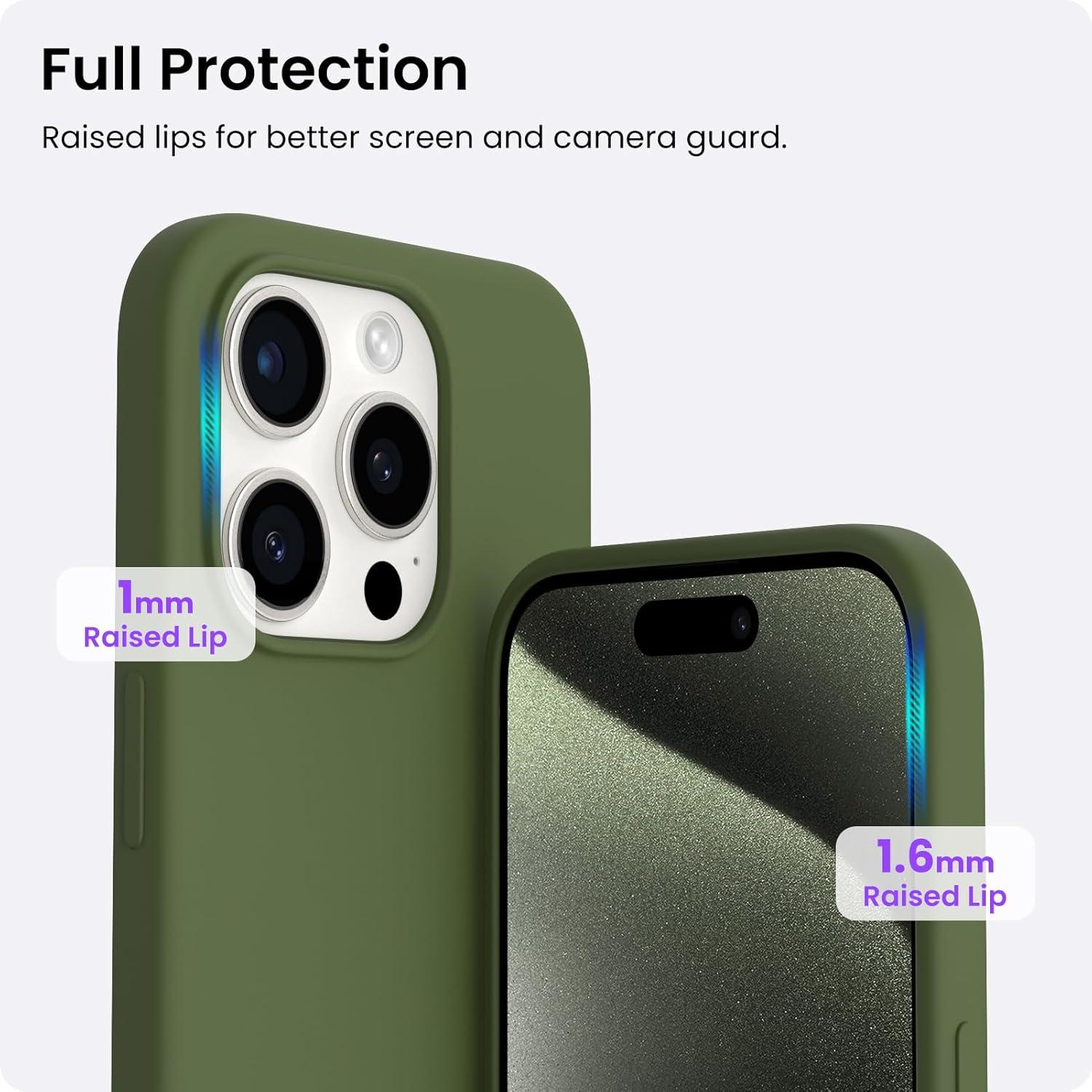 iPhone 15 Pro Hülle Silikon flüssig 6,1 Zoll Kratzfeste Schutzhülle Zeder Grün
