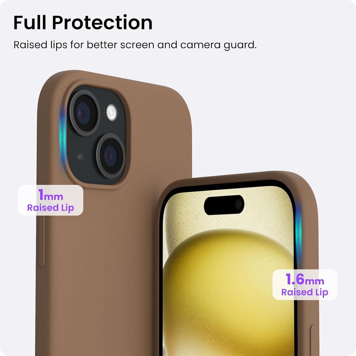 ORNARTO iPhone 15 Hülle Silikon 6,1 Zoll Ultra-dünn 2023 - Schokolade