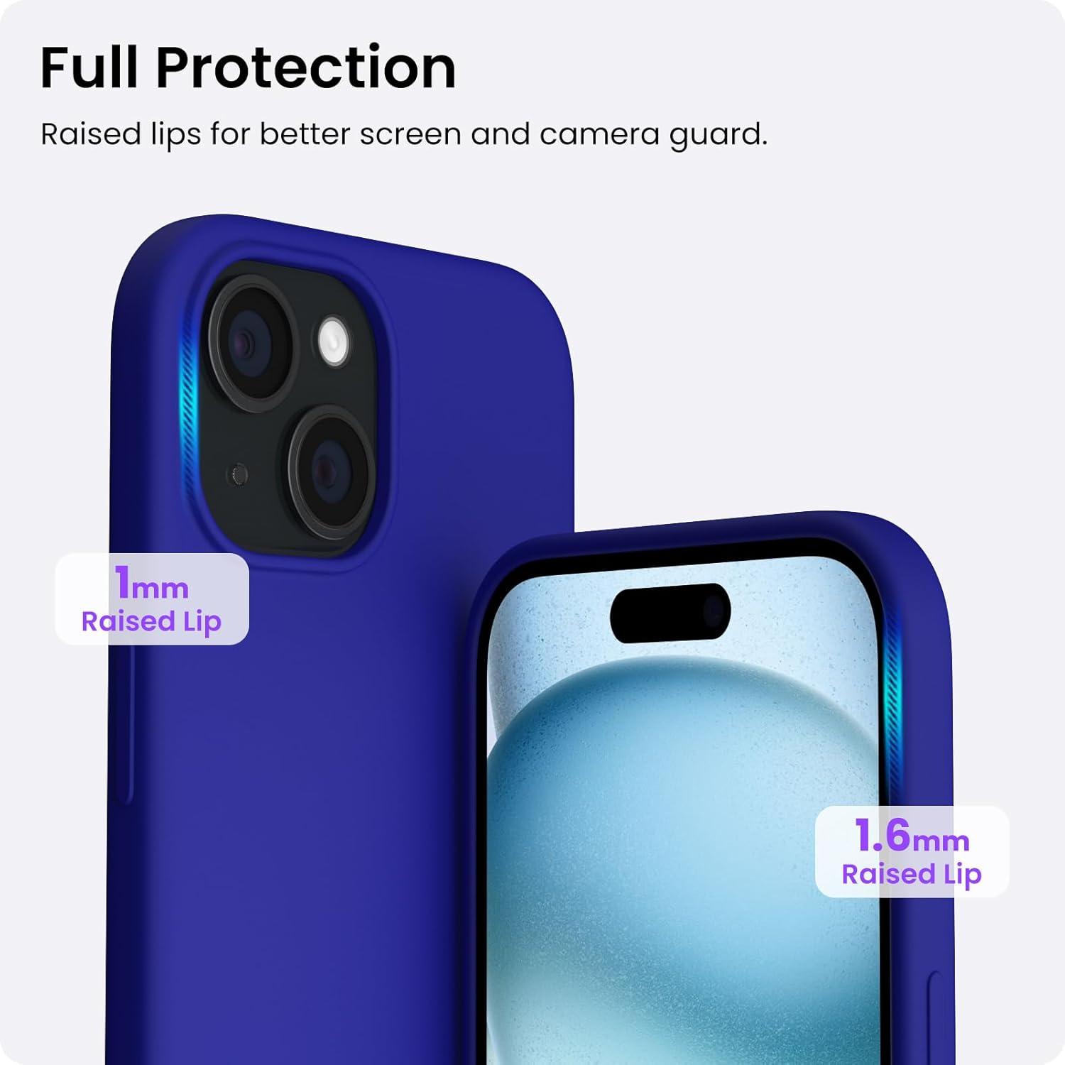 ORNARTO iPhone 15 Plus Hülle Silikon 6,7 Zoll Flüssig Kratzfest Stoßfest Klein Blau