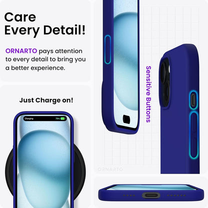 iPhone 15 Plus Hülle Silikon 6,7 Zoll Ultra dünn Kratzfest Stoßfest Blau