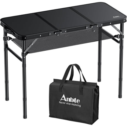 Klapptisch Aluminium 88x40cm 3 Höhen, mit Netz, Ganz Schwarz