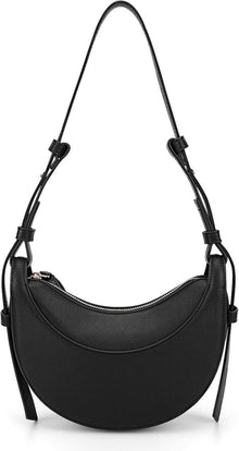 Halbmond Tasche PU Leder Crossbody Damen Umhängetasche Schwarz